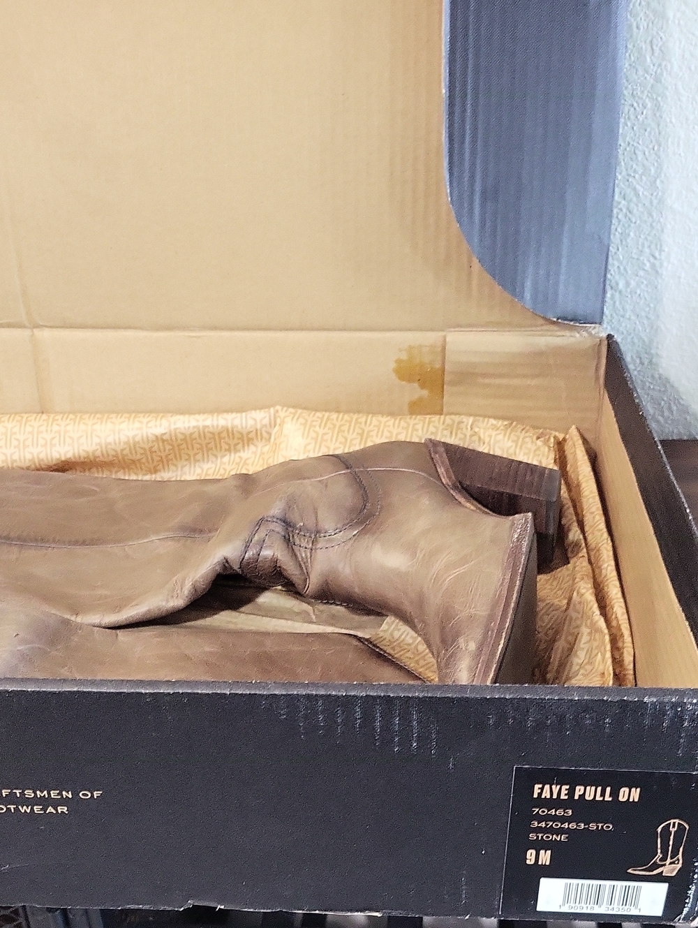 Frye Faye Pull On Western Boots Stone Leather Stacked Heel Women's Size 9